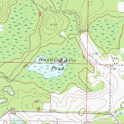Topographic Map of Hundred Acre Pond, FL