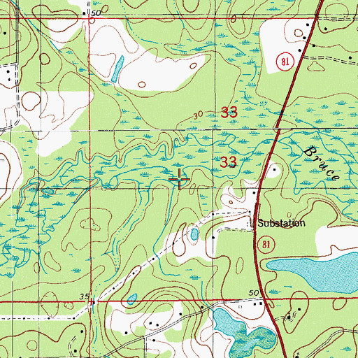 Topographic Map of Hunter Branch, FL