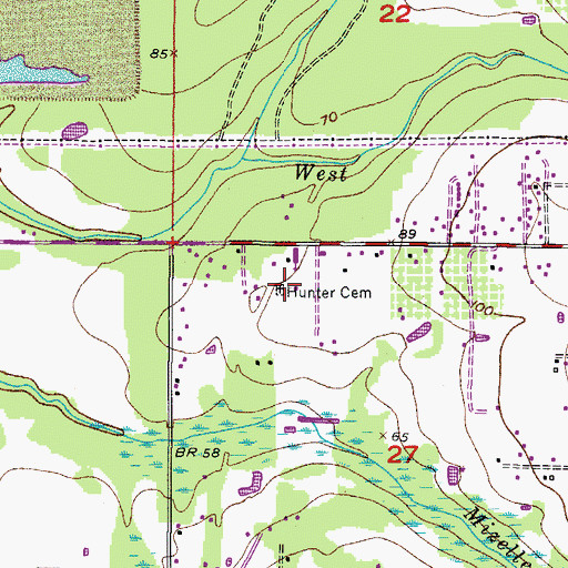 Topographic Map of Hunter Cemetery, FL