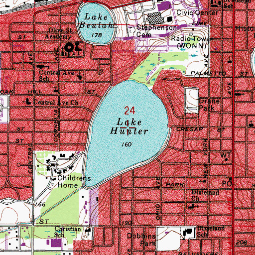 Topographic Map of Lake Hunter, FL