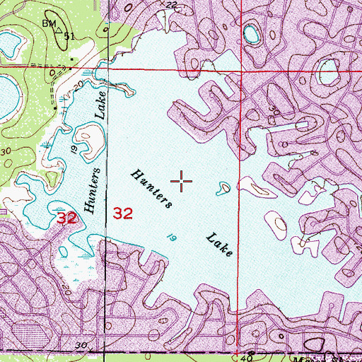 Topographic Map of Hunters Lake, FL