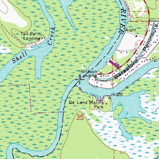 Topographic Map of Hontoon Dead River, FL