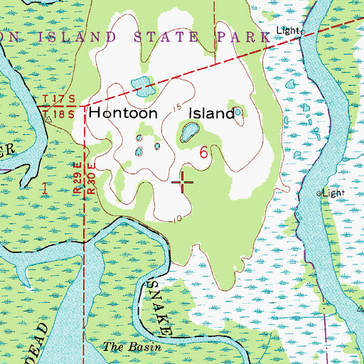 Topographic Map of Hontoon Island, FL