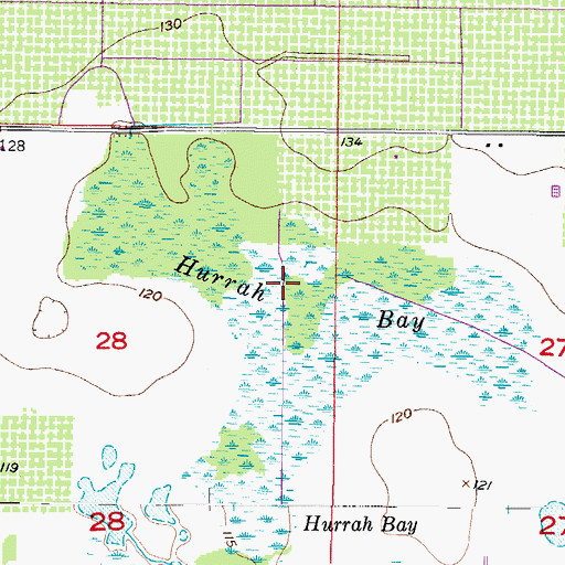 Topographic Map of Hurrah Bay, FL