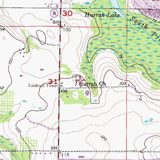 Topographic Map of Hurrah Church, FL