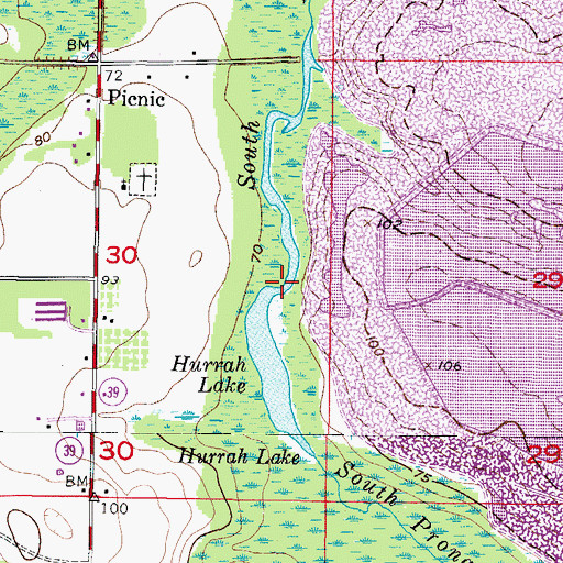 Topographic Map of Hurrah Lake, FL