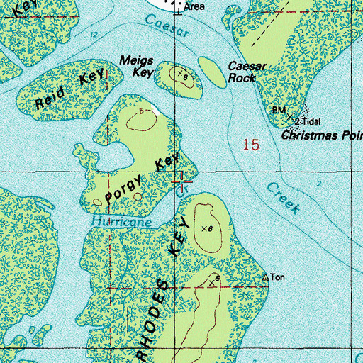 Topographic Map of Hurricane Creek, FL