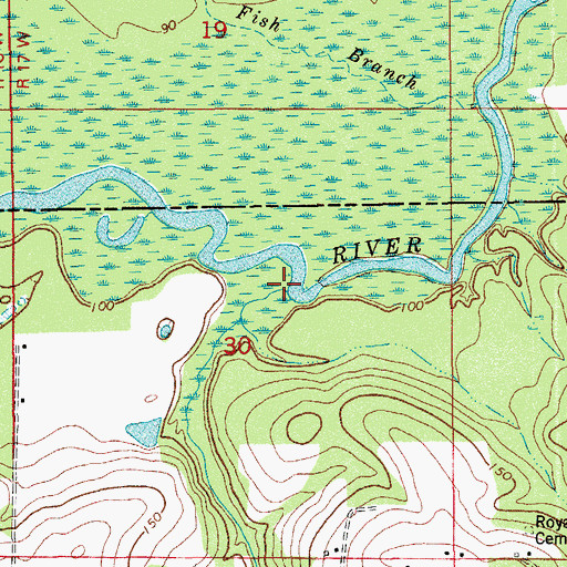 Topographic Map of Hurricane Creek, FL