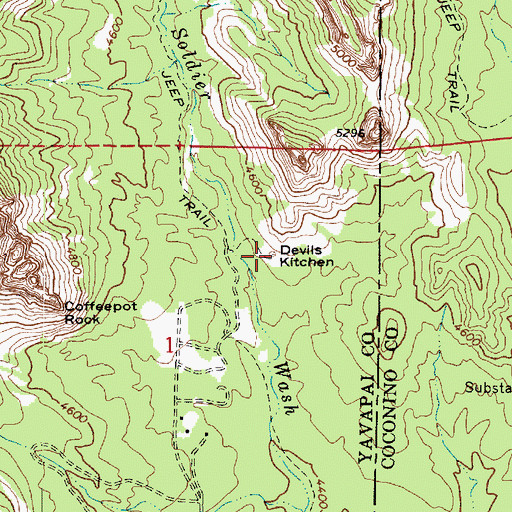 Topographic Map of Devils Kitchen, AZ