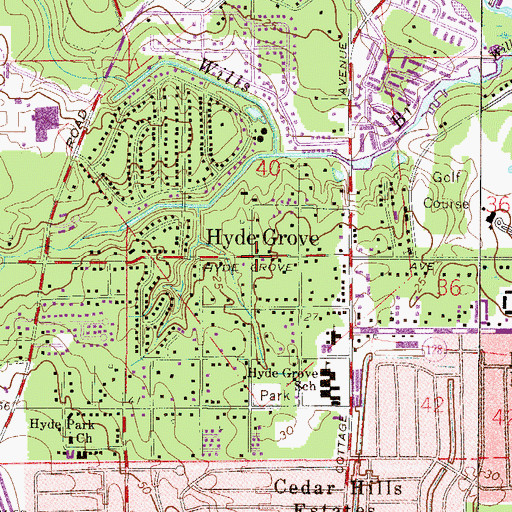 Topographic Map of Hyde Grove, FL