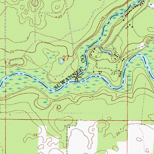 Topographic Map of Ichetucknee River, FL