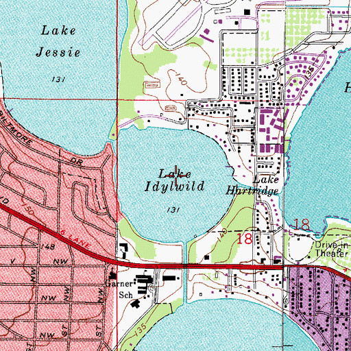 Topographic Map of Lake Idylwild, FL