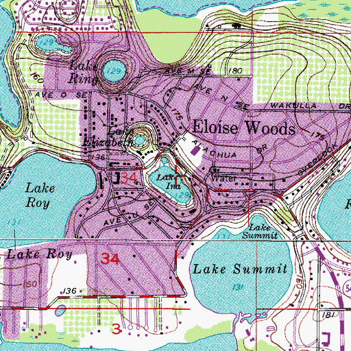 Topographic Map of Lake Ina, FL