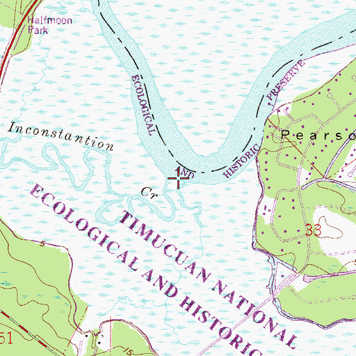 Topographic Map of Inconstantion Creek, FL