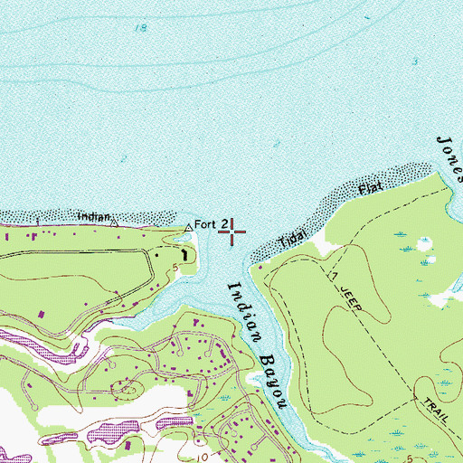 Topographic Map of Indian Bayou, FL
