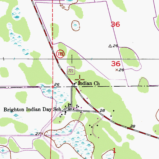 Topographic Map of Indian Church, FL
