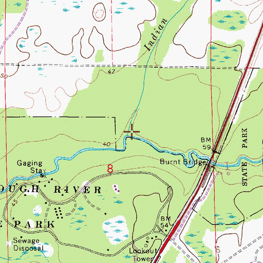 Topographic Map of Indian Creek, FL