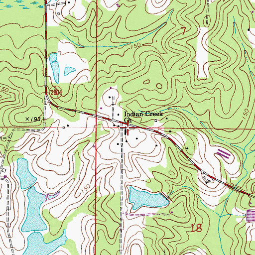 Topographic Map of Indian Creek Church, FL