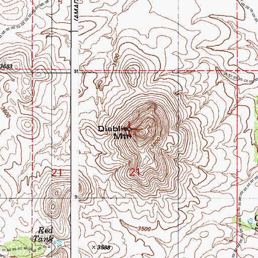 Topographic Map of Diablito Mountain, AZ