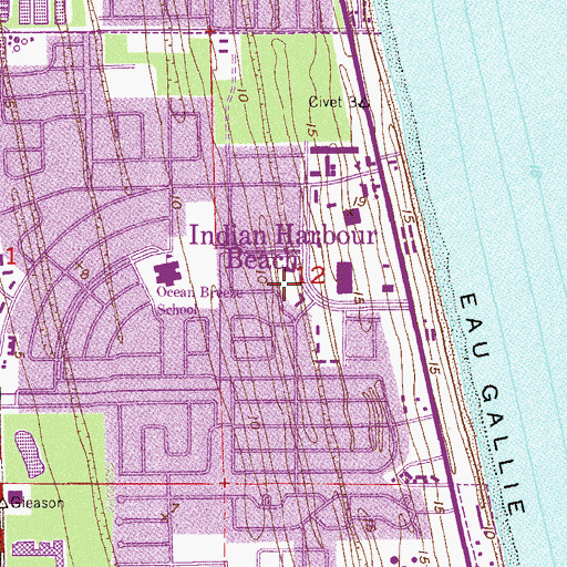 Topographic Map of Indian Harbour Beach, FL