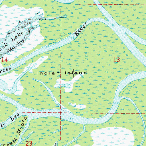 Topographic Map of Indian Island, FL