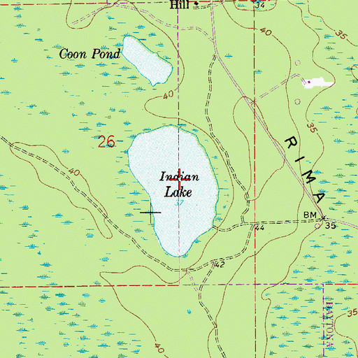 Topographic Map of Indian Lake, FL