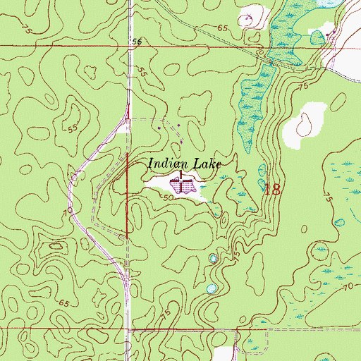 Topographic Map of Indian Lake, FL