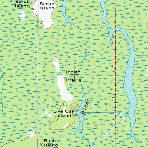 Topographic Map of Indian Prairie, FL