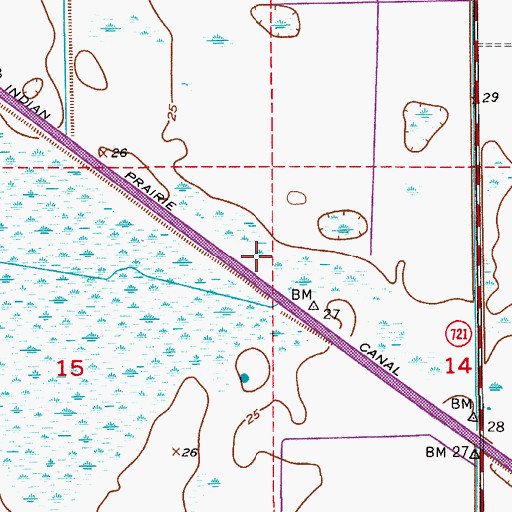 Topographic Map of Indian Prairie Canal, FL