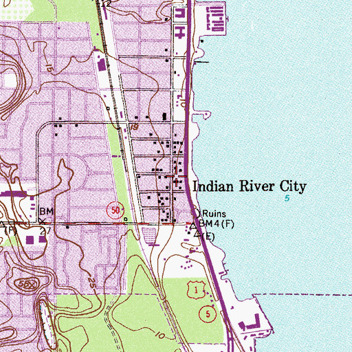 Topographic Map of Indian River City, FL