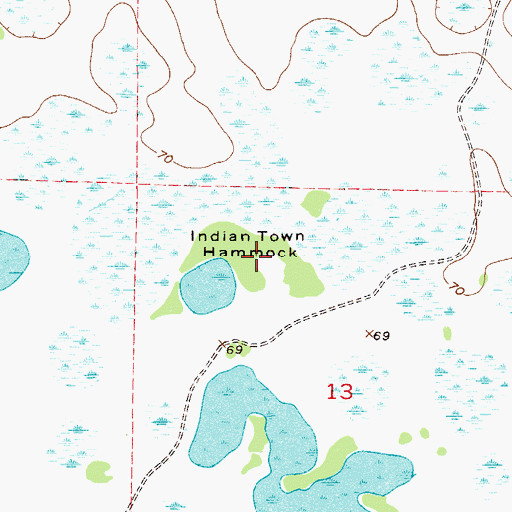 Topographic Map of Indian Town Hammock, FL