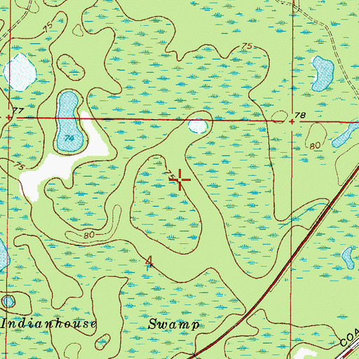 Topographic Map of Indianhouse Swamp, FL