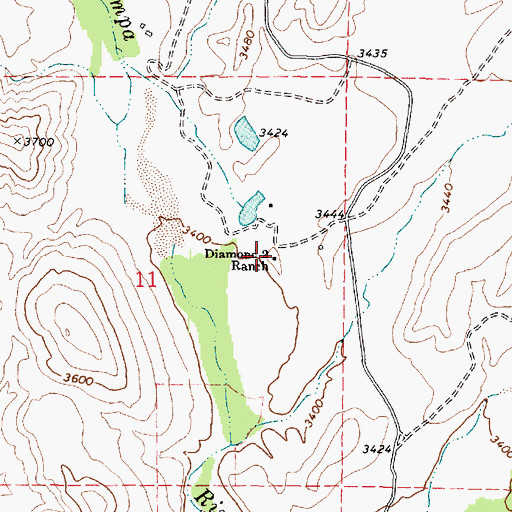 Topographic Map of Diamond Two Ranch, AZ