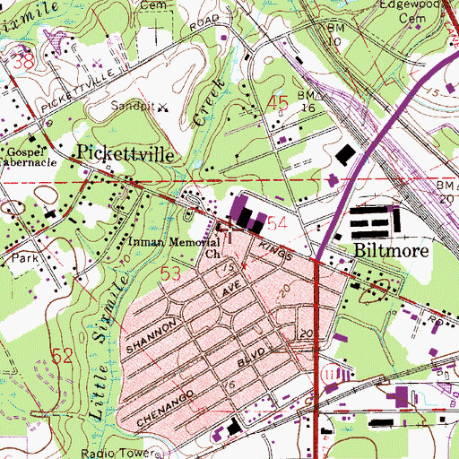 Topographic Map of Inman Memorial Church, FL