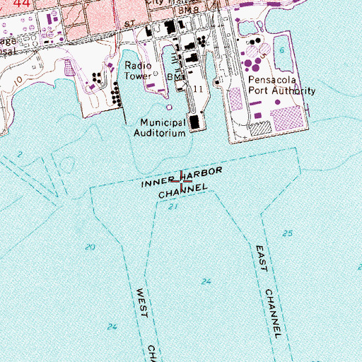Topographic Map of Inner Harbor Channel, FL
