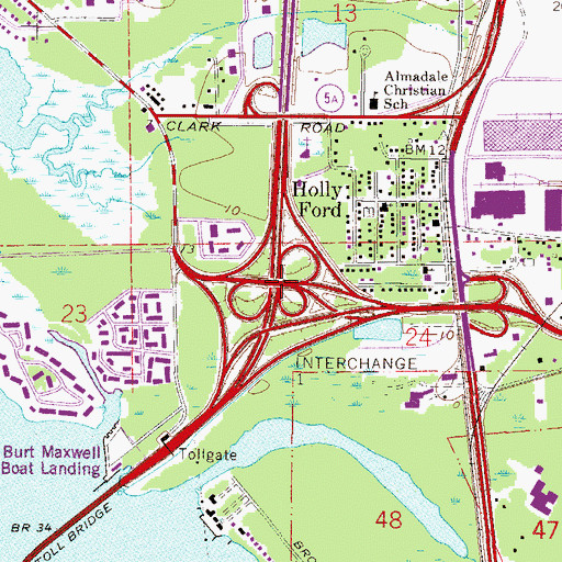 Topographic Map of Interchange 1, FL