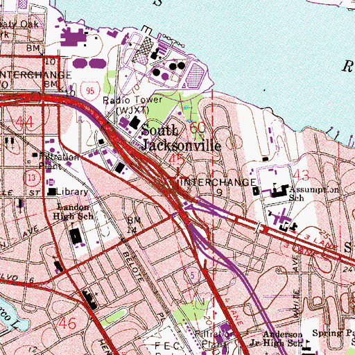 Topographic Map of Interchange 9, FL