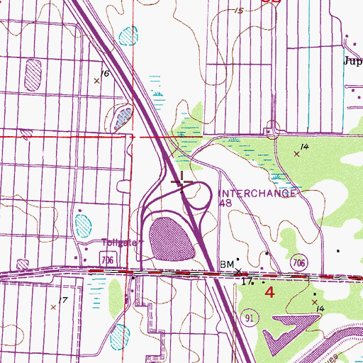 Topographic Map of Interchange 48, FL