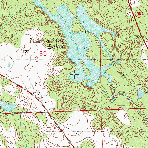 Topographic Map of Interlocking Lakes, FL