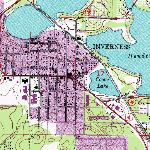 Topographic Map of Inverness, FL