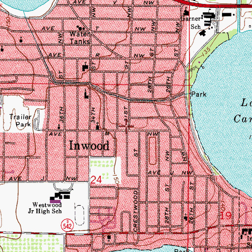 Topographic Map of Inwood, FL