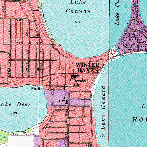 Topographic Map of Inwood Elementary School, FL