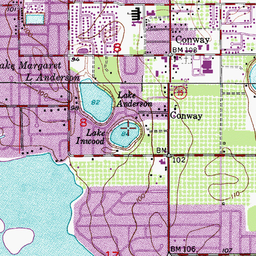 Topographic Map of Lake Inwood, FL