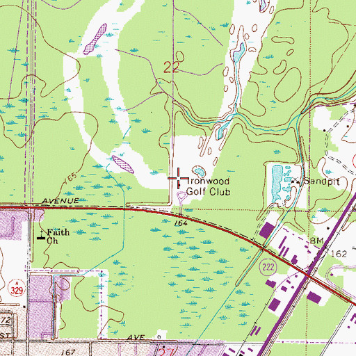 Topographic Map of Ironwood Golf Course, FL