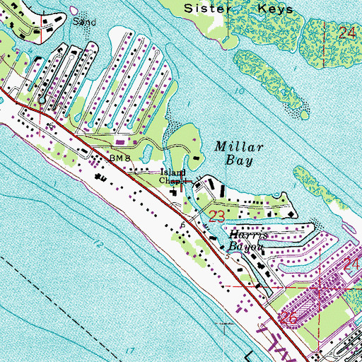 Topographic Map of Island Chapel, FL