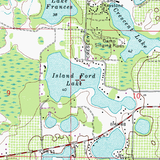 Topographic Map of Island Ford Lake, FL