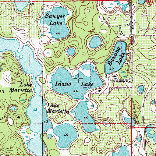 Topographic Map of Island Lake, FL