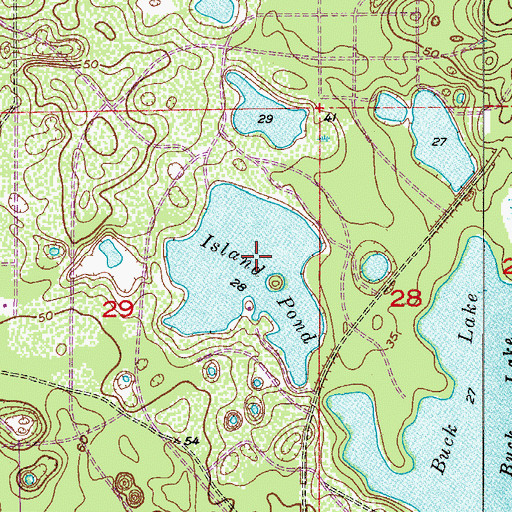 Topographic Map of Island Pond, FL