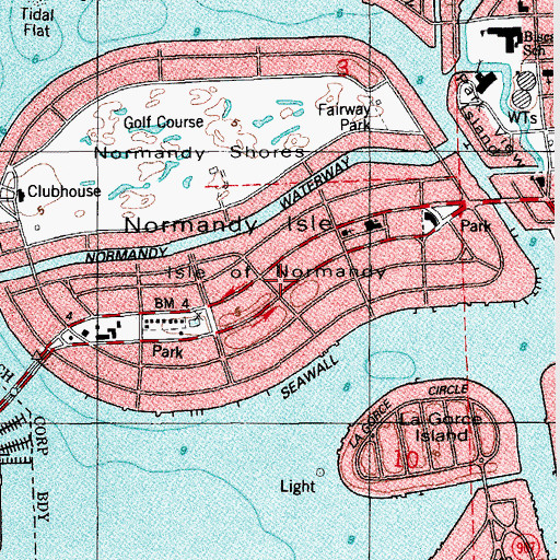 Topographic Map of Isle of Normandy, FL