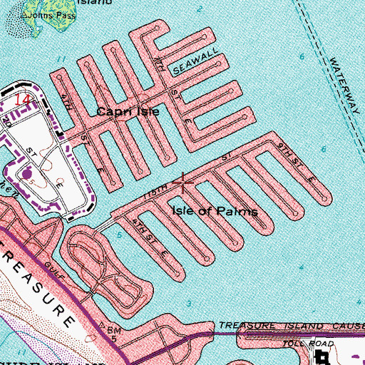 Topographic Map of Isle of Palms, FL
